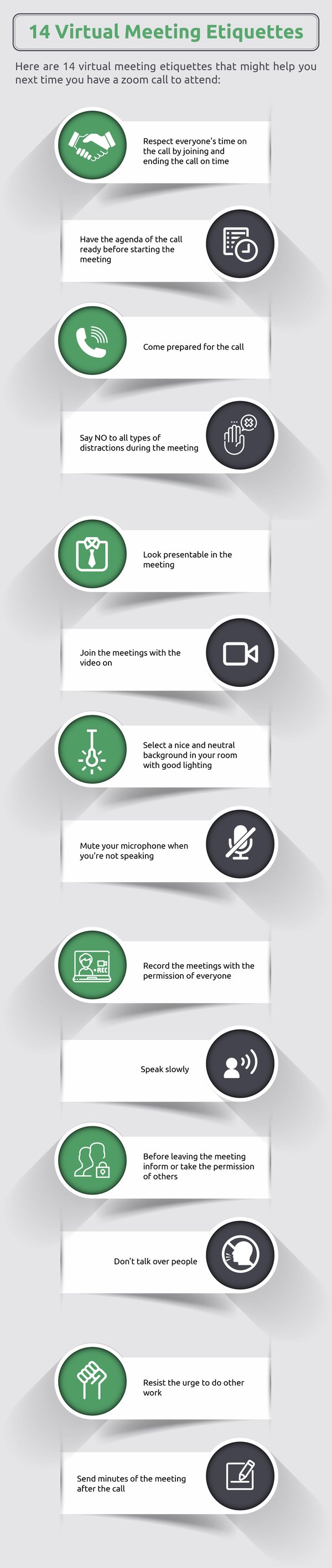 14 Virtual Meeting Etiquettes Infographic