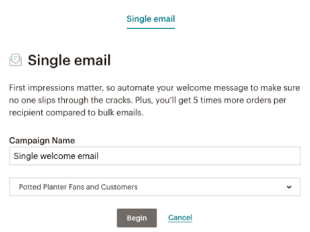 setting up welcome email on MailChimp