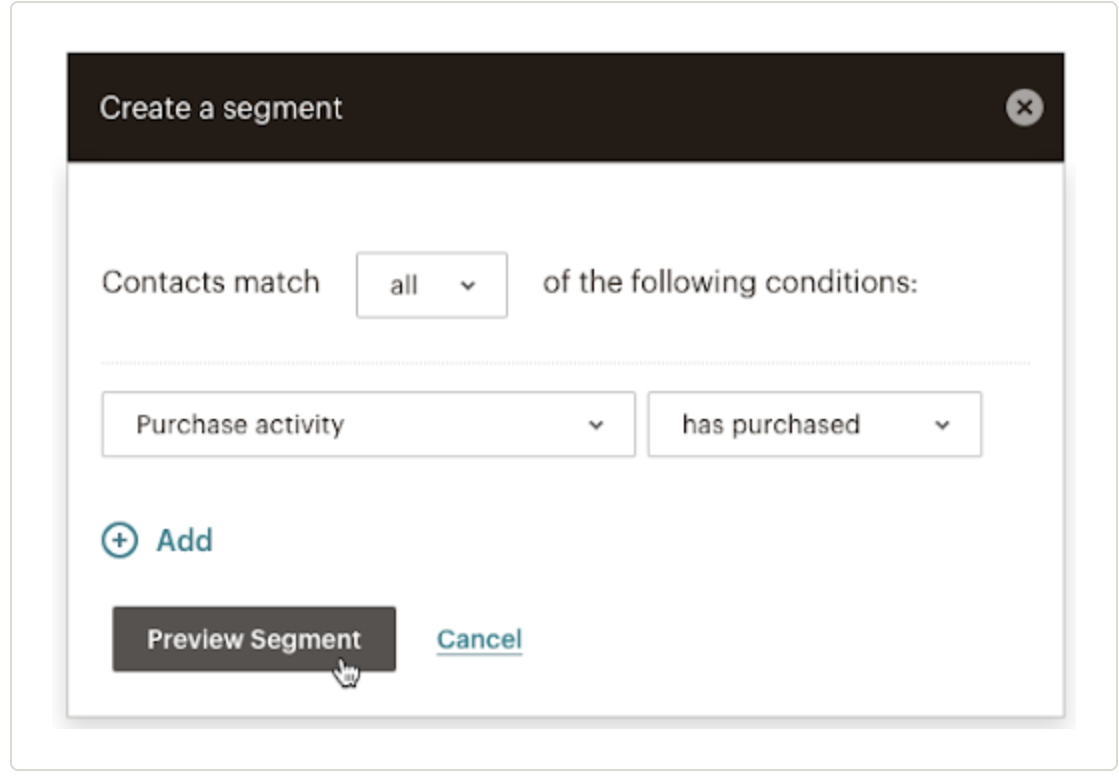 creating a segment for purchase-history automation trigger